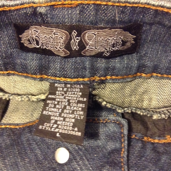 Ghosts & Angels Mini Jean Skirt Zippers Pockets - Picture 6 of 8